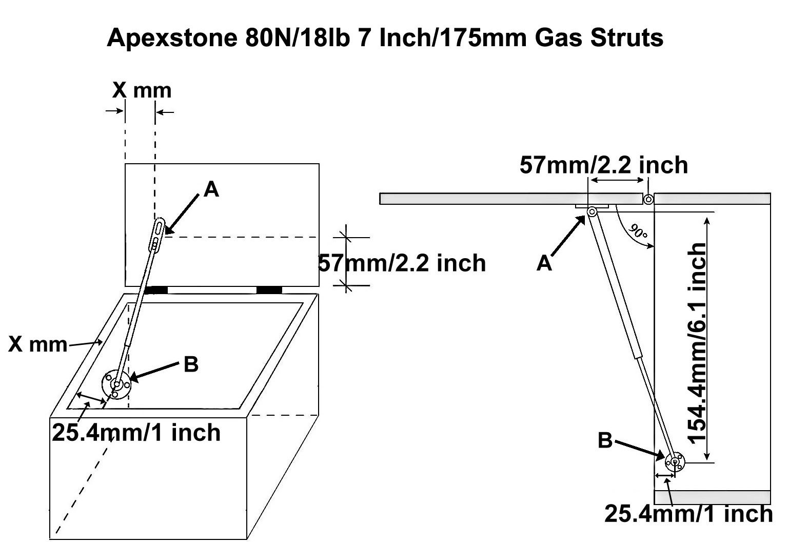 Apexstone 7 inch gas struts mounting guide