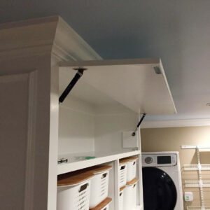 lid support hinge holds cabinet door up, works smoothly
