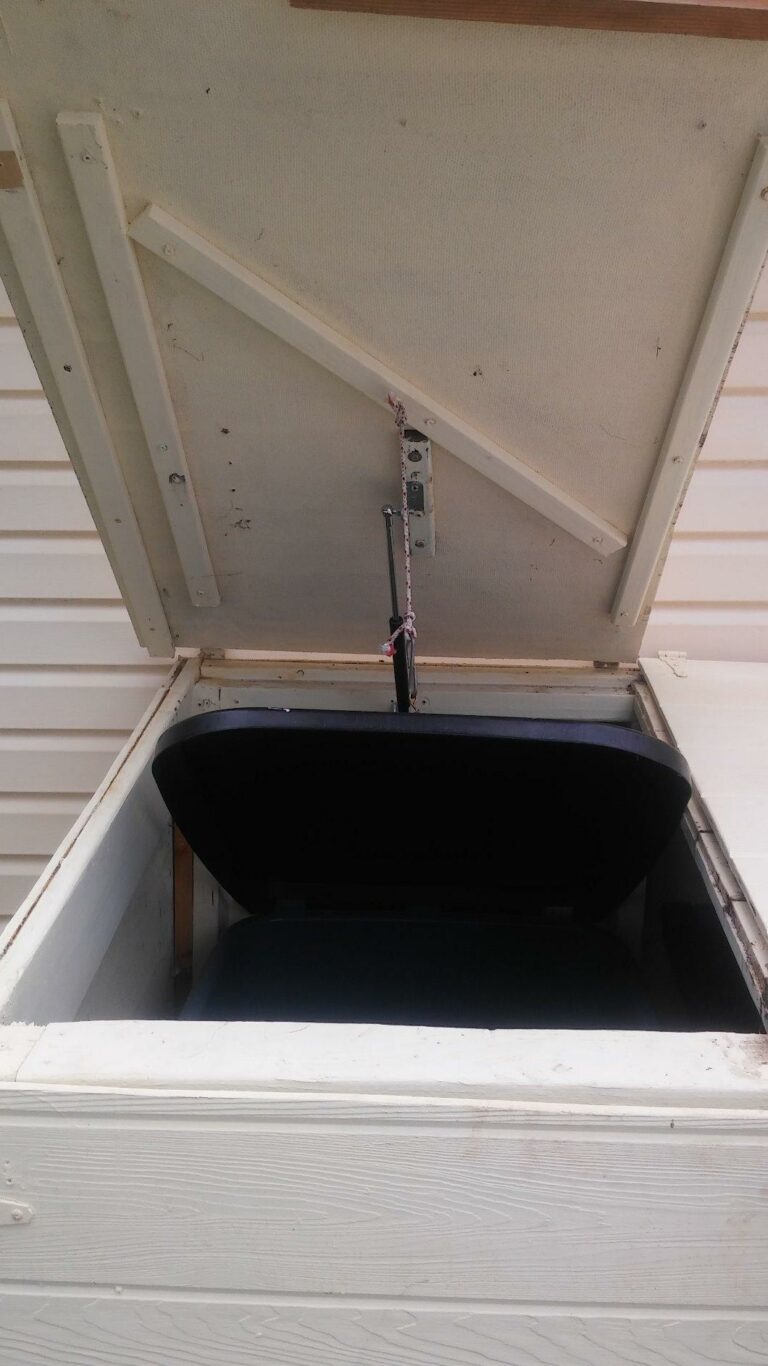 Use an Apexstone 300 N 15 inch gas spring to hold up a garbage shed lid