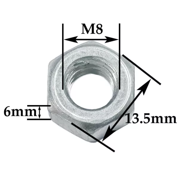M8 thread hex-nut-size